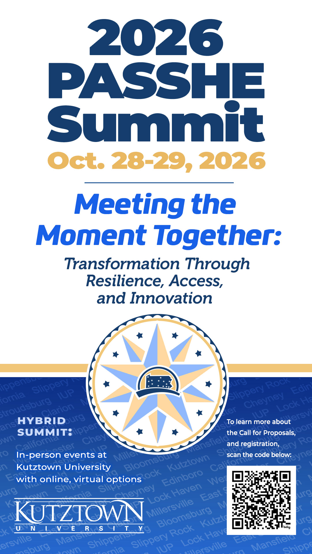 2026 PASSHE Summit social media vertical banner graphic