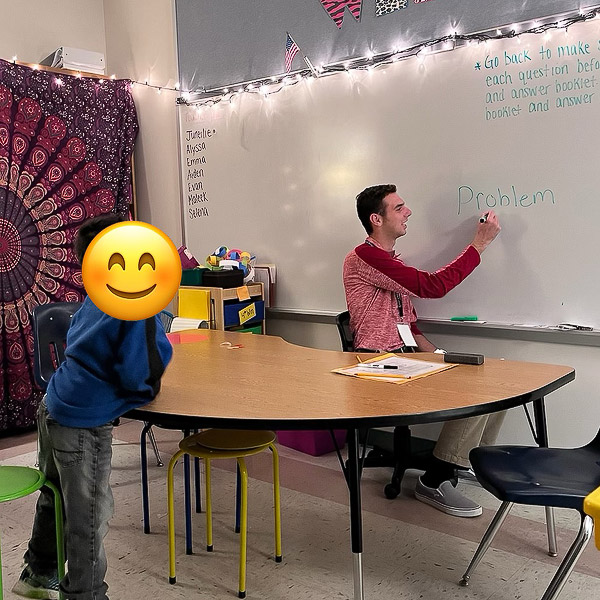 JP Shupp teaching an elementary school class.