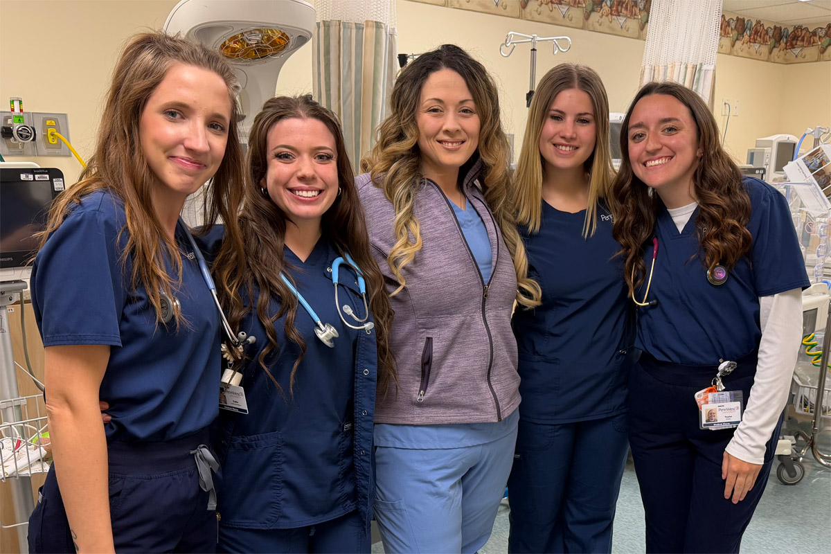 Dr. Randilyn Lewis, nurse educator at PennWest University with her students.